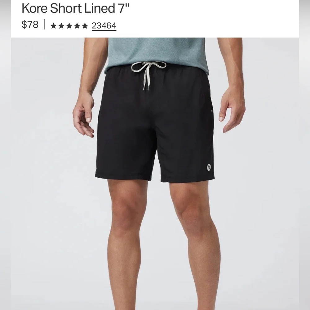 Vuori Kori Lined Shorts - 7” Inseam - Black - Picture 6 of 7